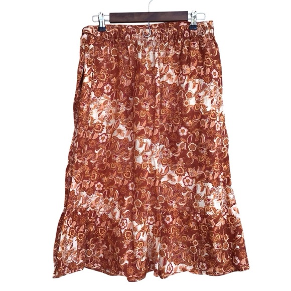 Nicole Miller Floral Paisley Tie Waist Linen Wrap Skirt Size Medium - Picture 2 of 6